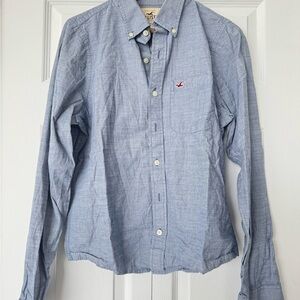 Hollister Blue Casual Button Down Shirt Lightweight Cotton